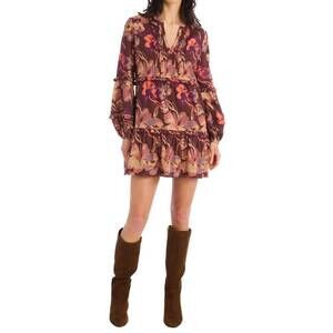 NEW ALLISON NEW YORK michelle mini dress in brown floral